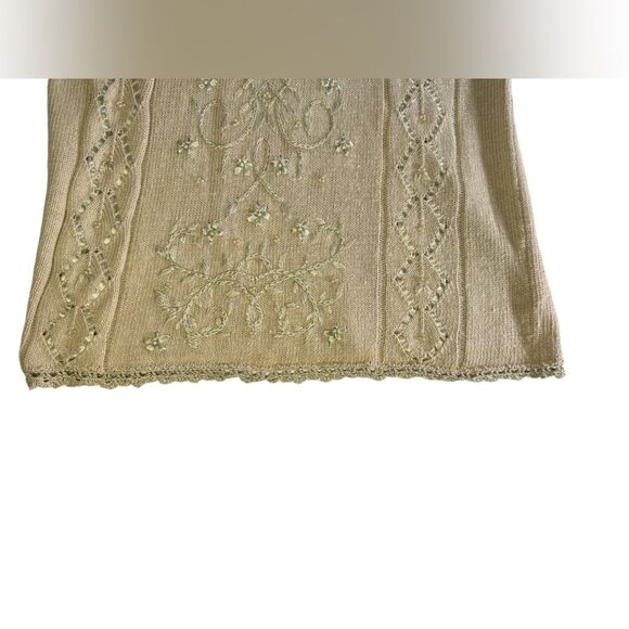 Colleens Collectables  Vintage Sweater Knit Beaded Pullover Ramie Cottage Size M - Picture 9 of 11